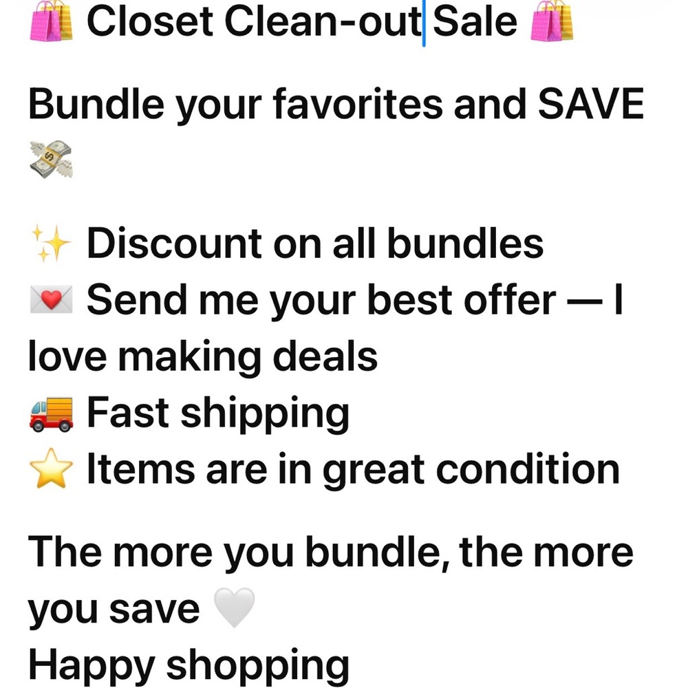 🛍️ Closet Clean-out Sale 🛍️

Bundle your favorites and SAVE 💸